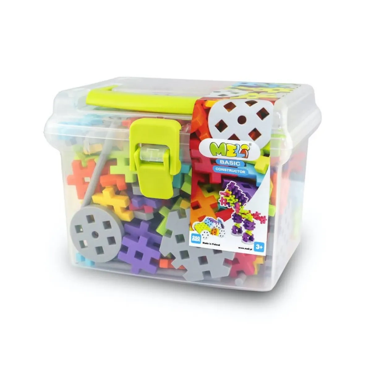 Klocki konstrukcyjne Basic Constructor Travel Box 250 elementów MELI w kolorowym pudełku z rączką