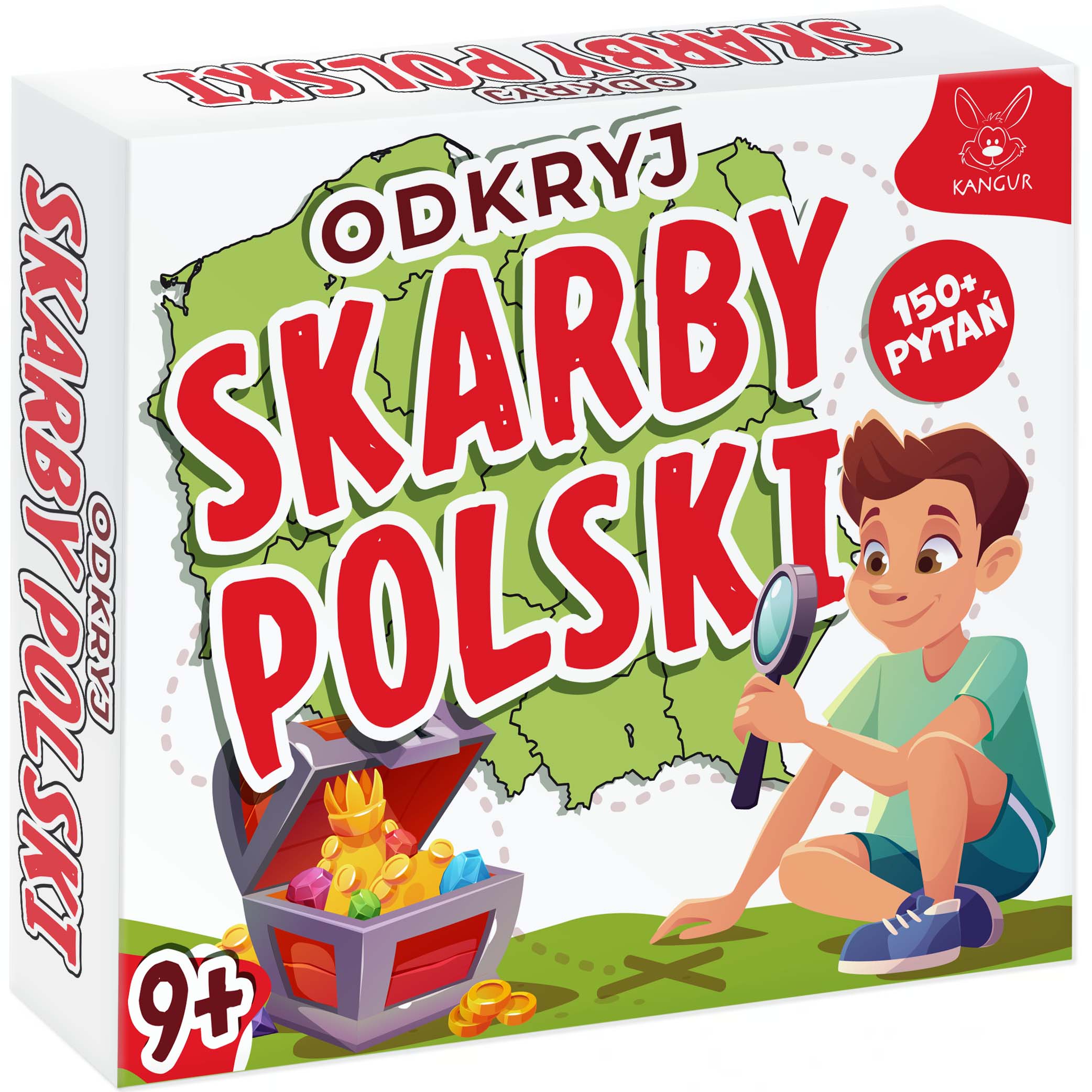 Plansza gry Odkryj Skarby Polski z mapą i regionami w grze KANGUR