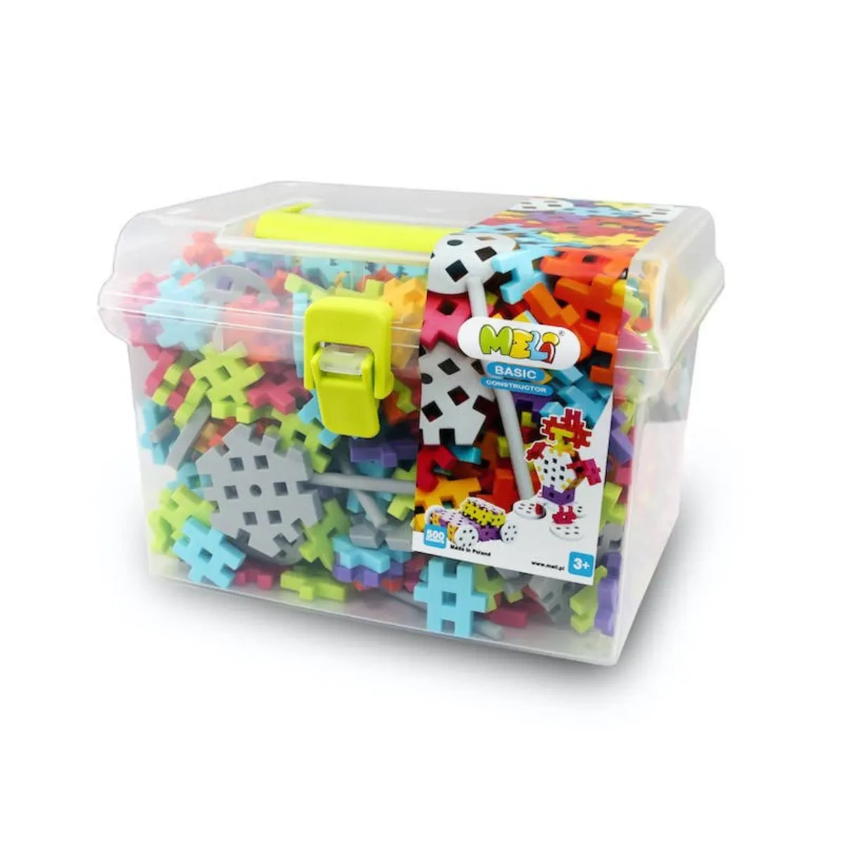 Zestaw klocków konstrukcyjnych Basic Constructor Travel Box 500 elementów MELI w praktycznym pudełku z rączką