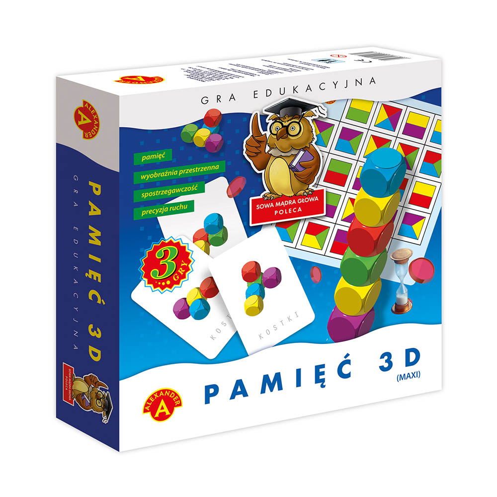Zestaw Pamięć 3D Maxi z planszą, żetonami i elementami do gier przestrzennych