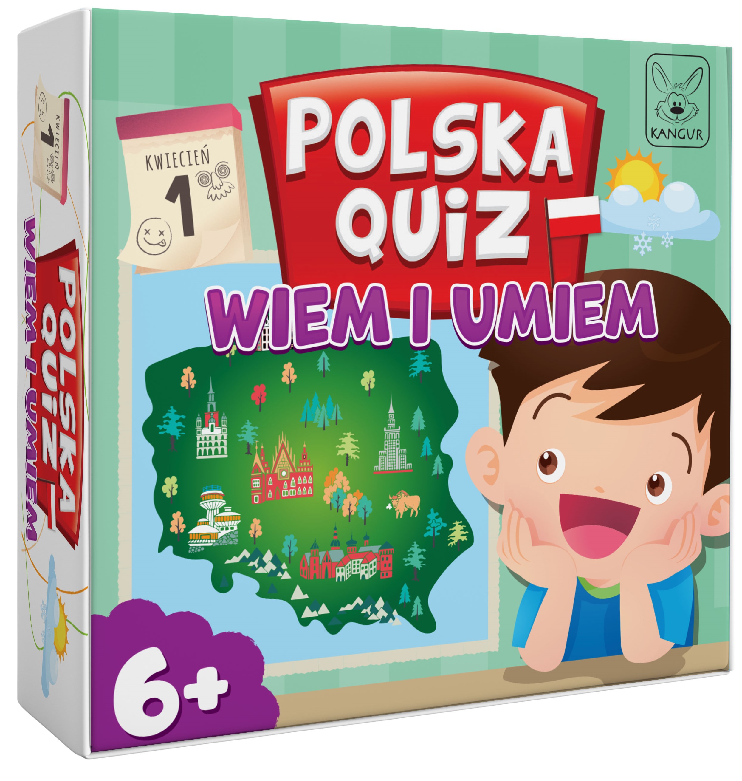 Quiz KANGUR o Polsce, 36 kart z 108 pytaniami i ciekawostkami dla dzieci