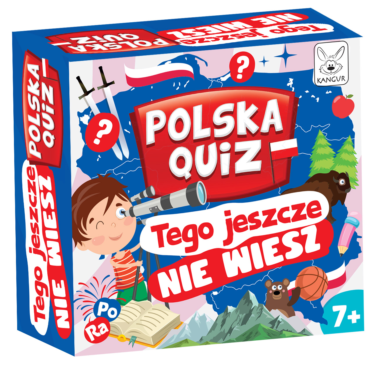 Karty gry edukacyjnej Polska Quiz KANGUR, widok z bliska