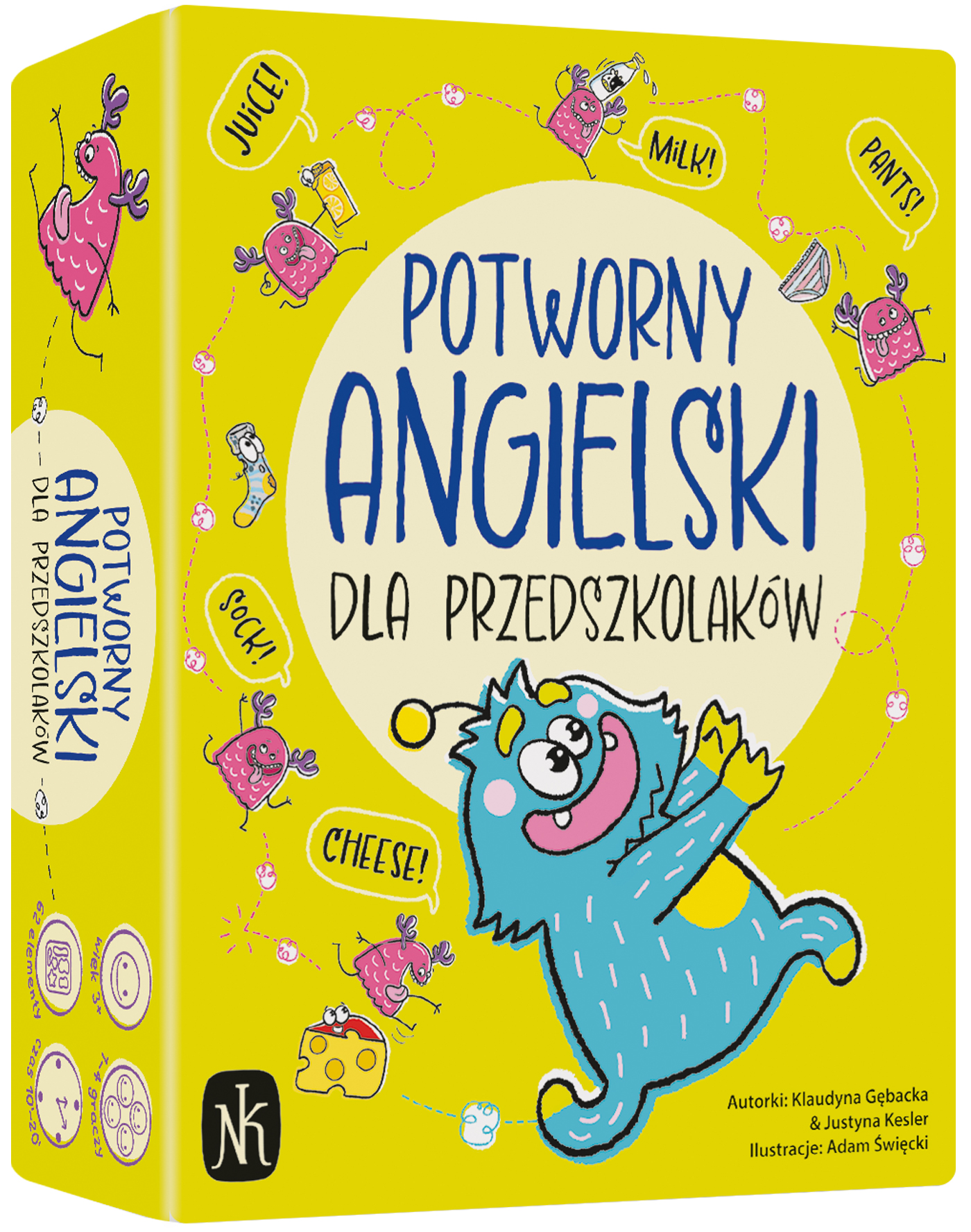 Gra edukacyjna Potworny angielski NASZA KSIĘGARNIA — plansza i elementy do nauki języka angielskiego dla dzieci 3 plus