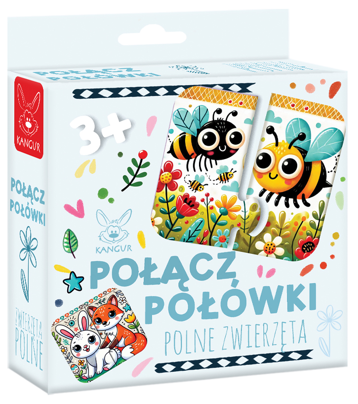 Detal zestawu Połącz Połówki – Polne Zwierzęta z 12 elementami do układania