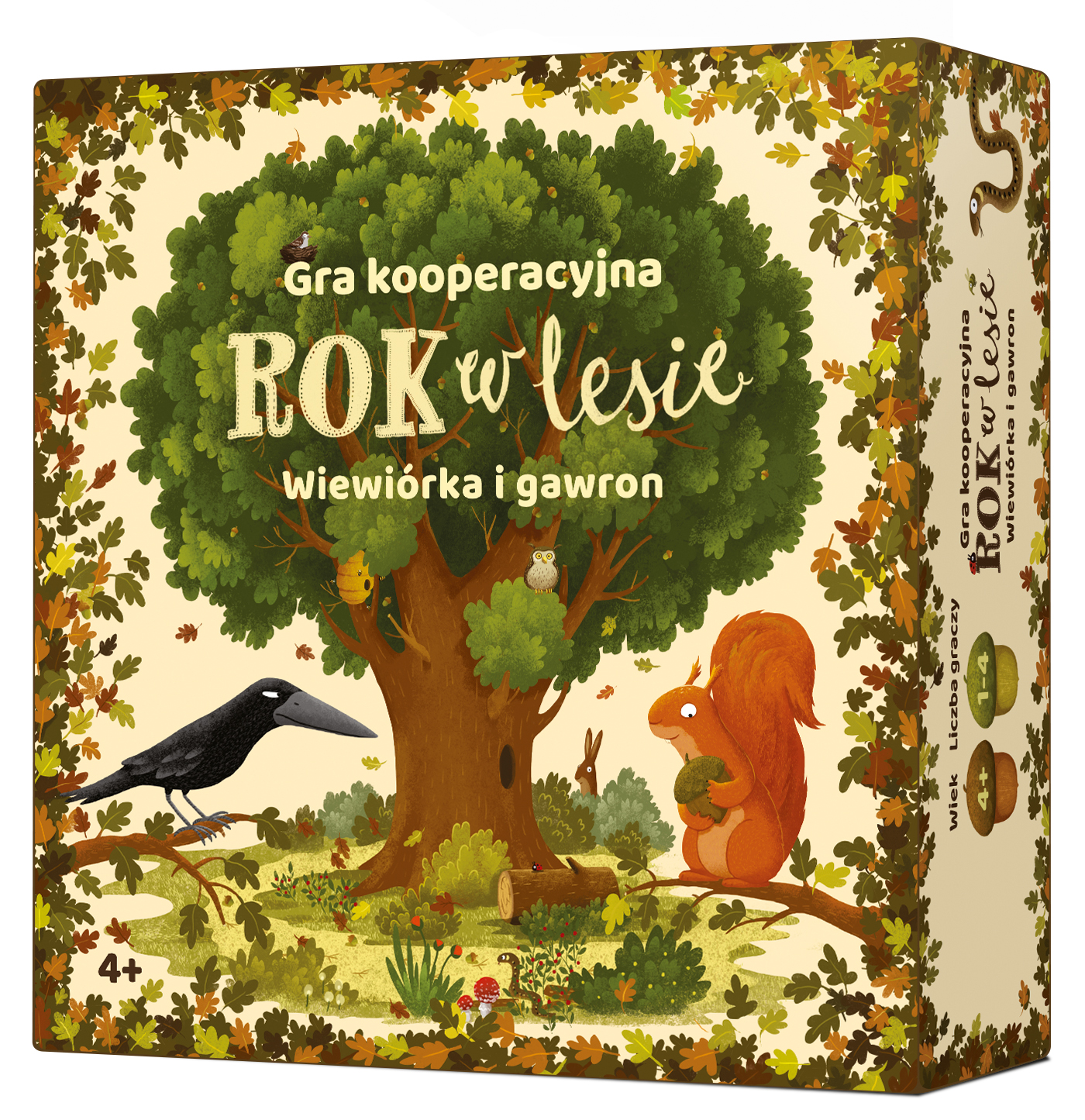Gra kooperacyjna Rok w lesie – Wiewiórka i gawron od NASZA KSIĘGARNIA z ilustracjami Emilii Dziubak