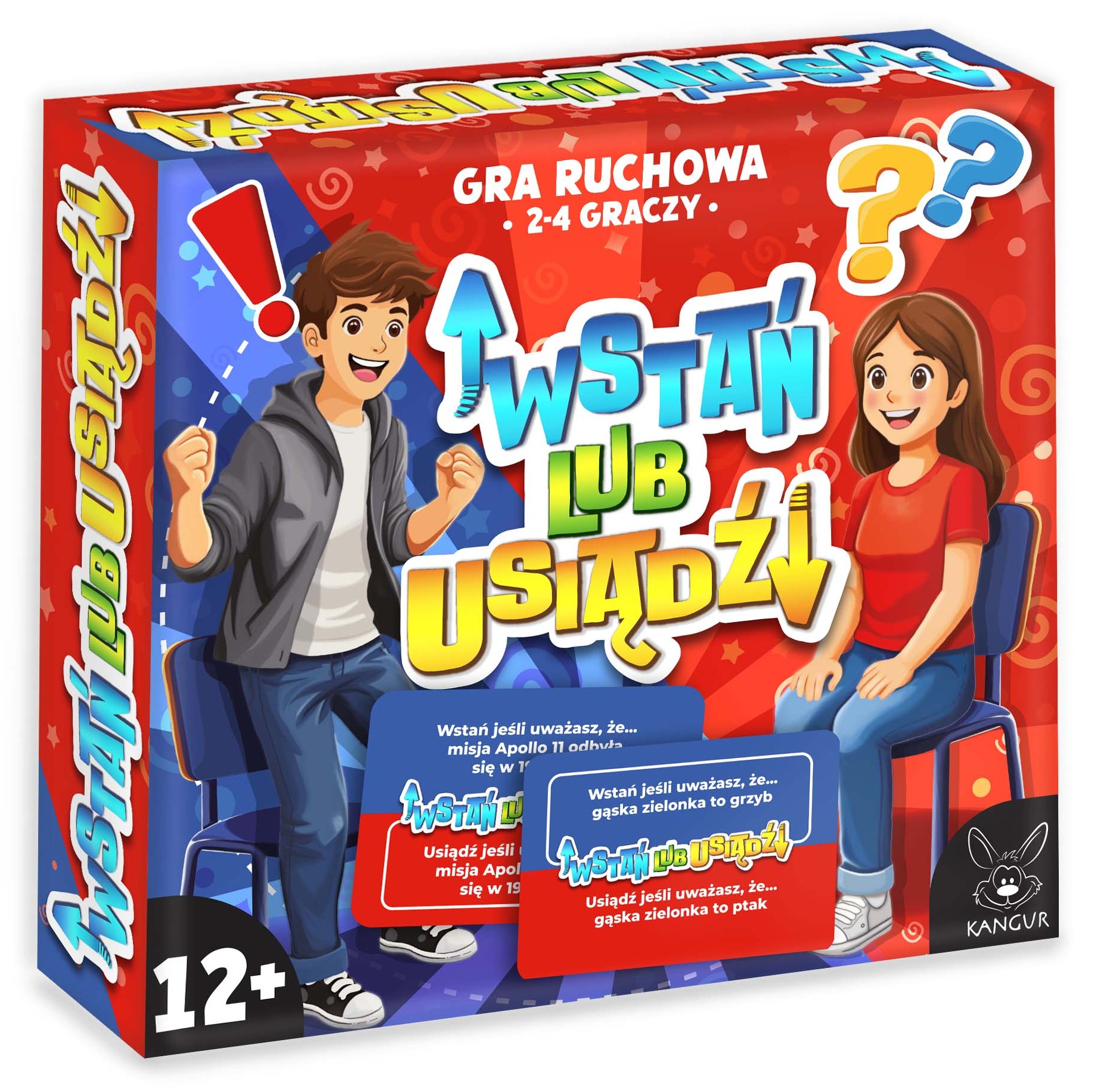 Karty do gry Wstań lub Usiądź KANGUR - pytania i zasady zabawy