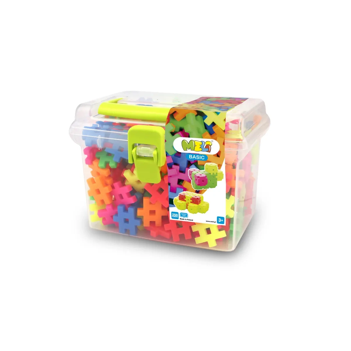 Klocki konstrukcyjne Meli Basic Neon Travel Box 250 elementów w neonowych kolorach