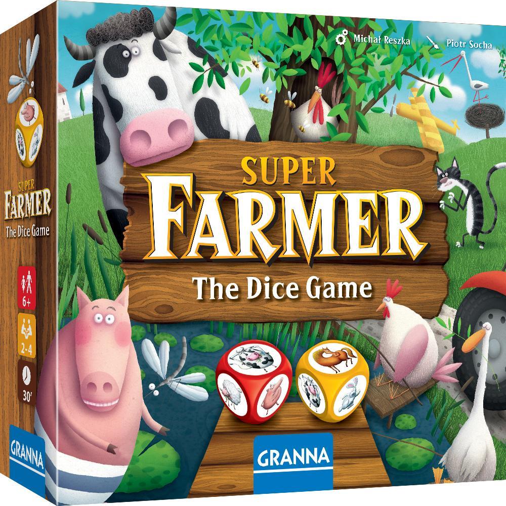 Plansza i kolorowe kości do gry Superfarmer The Dice Game od GRANNA