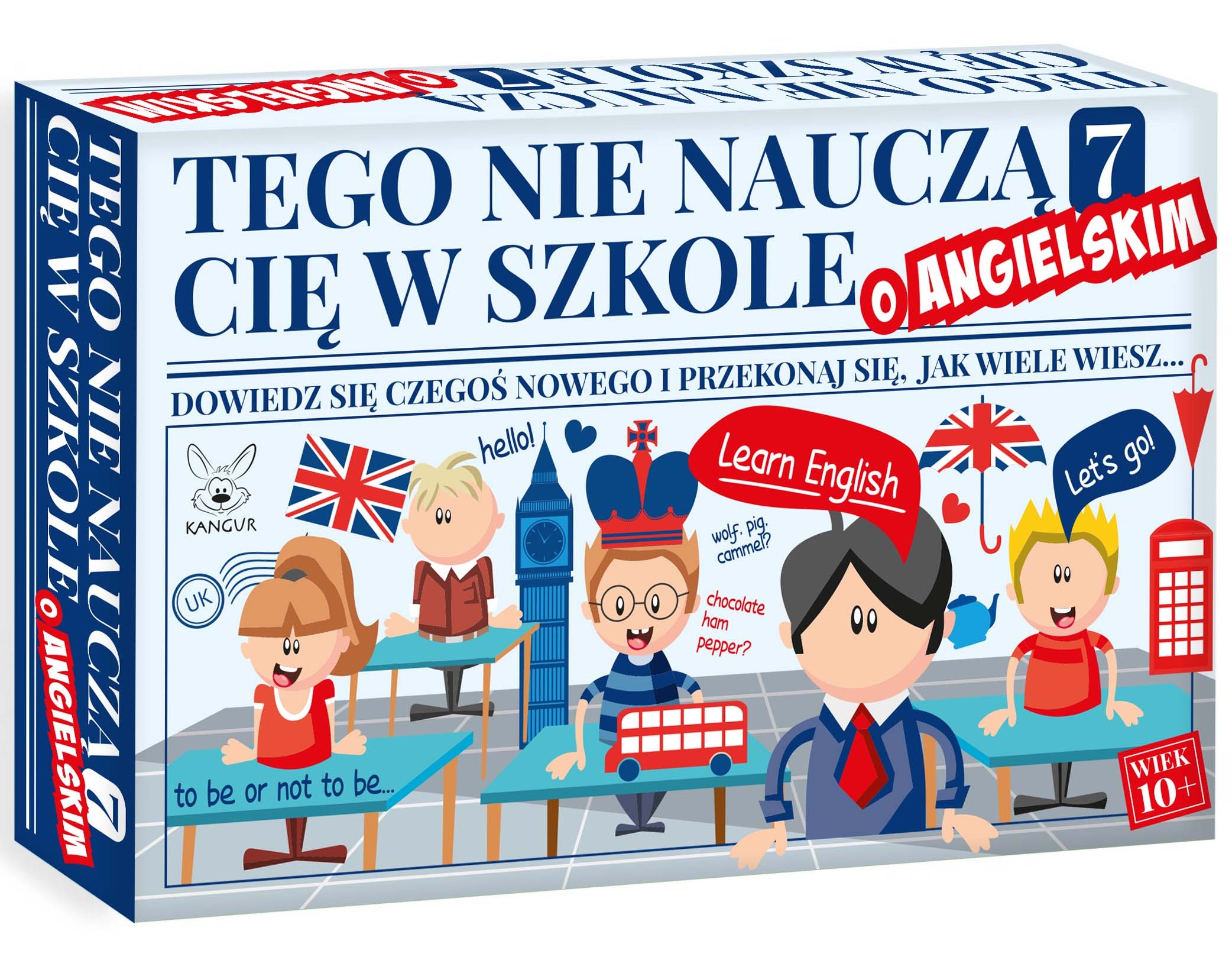 Zestaw 54 kart z pytaniami do gry edukacyjnej o angielskim KANGUR
