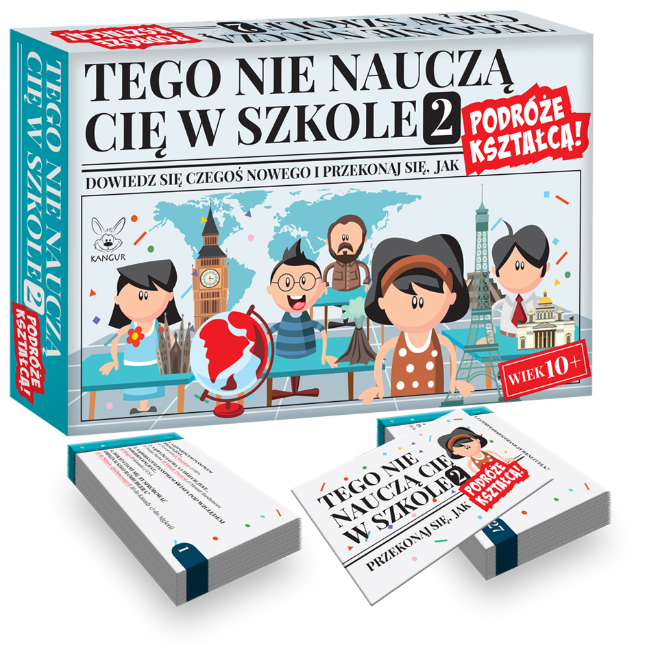 Gra edukacyjna Tego nie nauczą Cię w szkole 2 KANGUR - pudełko i karty