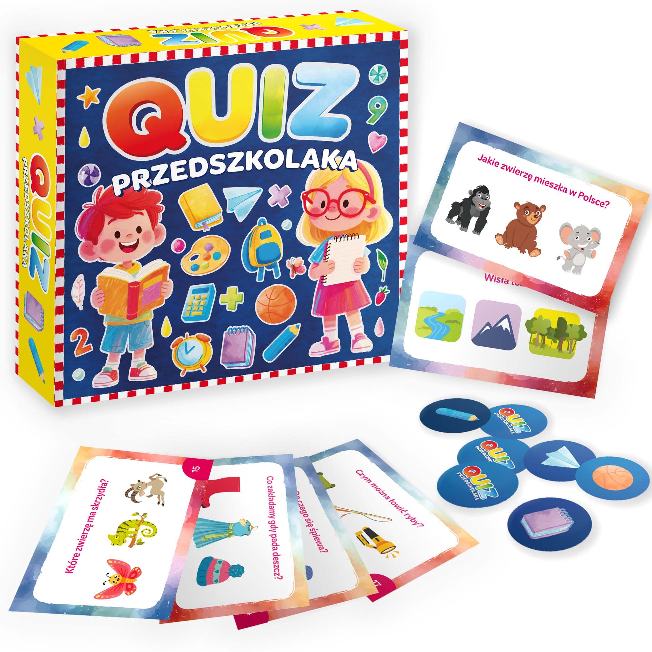 Gra edukacyjna Quiz Przedszkolaka KANGUR z pytaniami obrazkowymi dla dzieci 3+