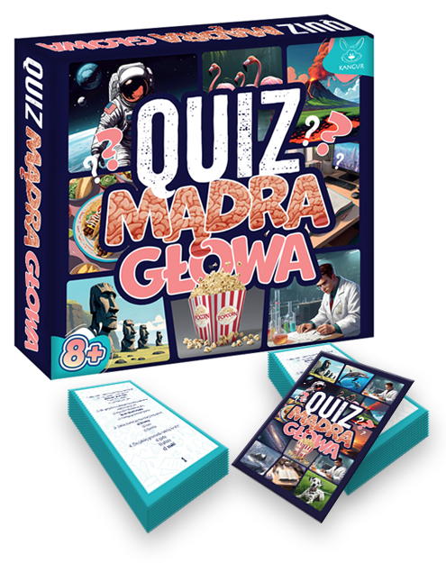 Gra edukacyjna Quiz Mądra Głowa KANGUR z ponad 200 pytaniami dla dzieci 8+