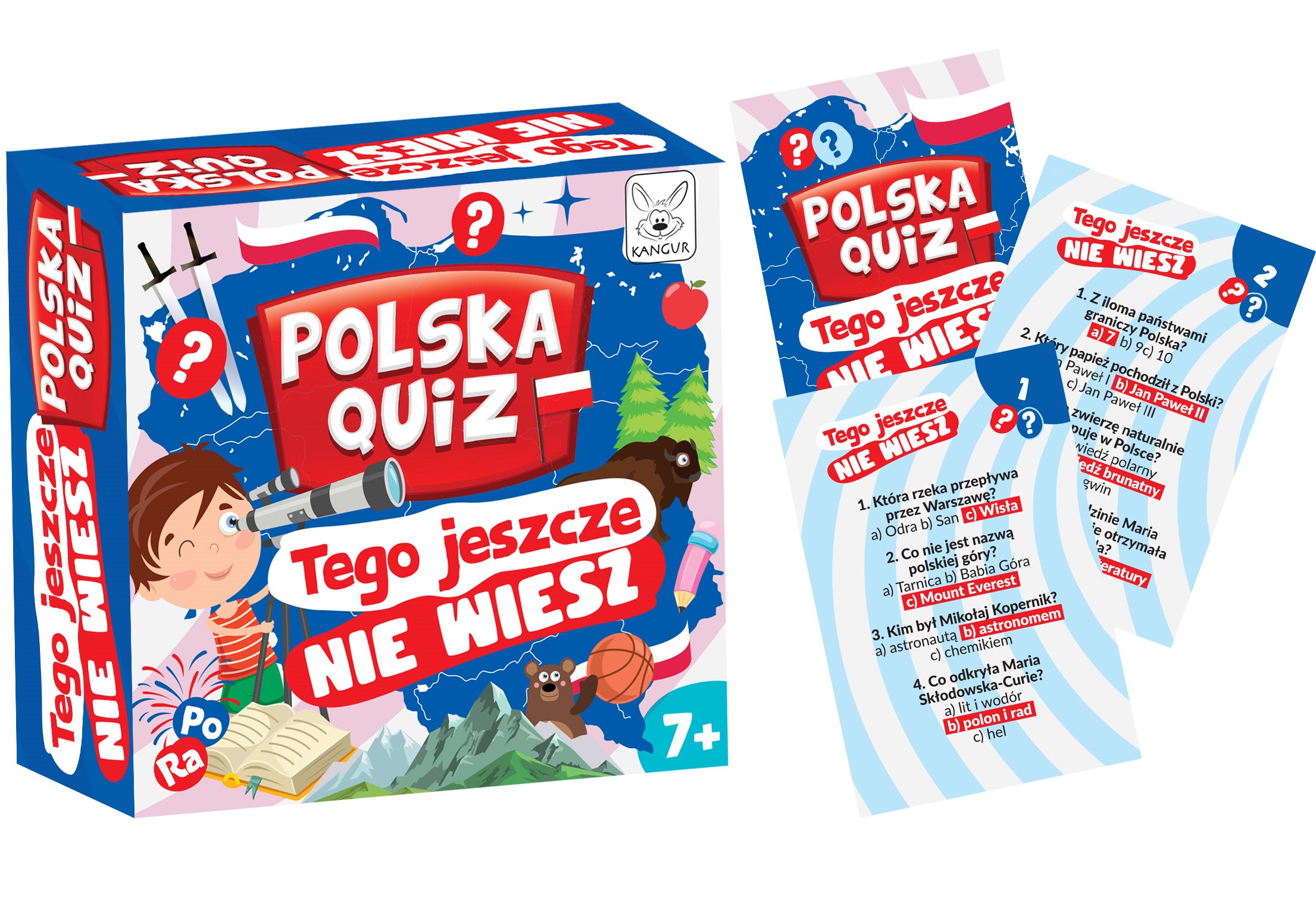 Polska Quiz gra edukacyjna KANGUR z 144 pytaniami o Polsce