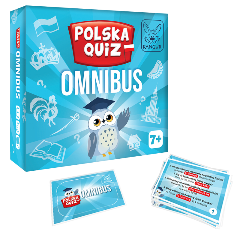 Gra edukacyjna Polska Quiz Omnibus KANGUR z 144 pytaniami i 36 kartami