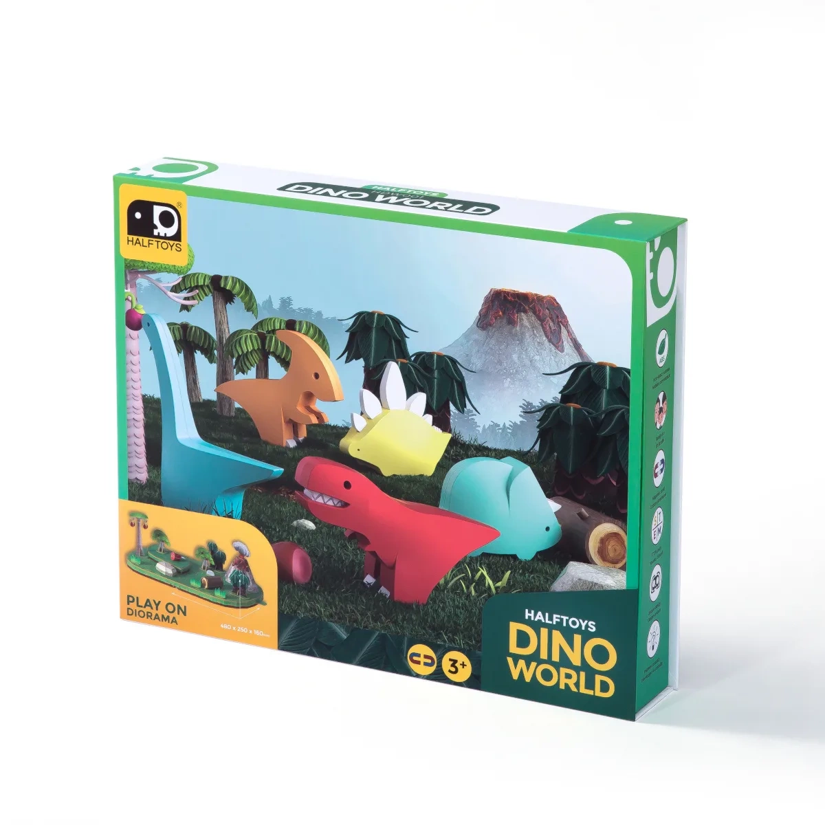 Magnetyczne figurki dinozaurów 3D Half Toys z kolorowymi sylwetkami i dioramą