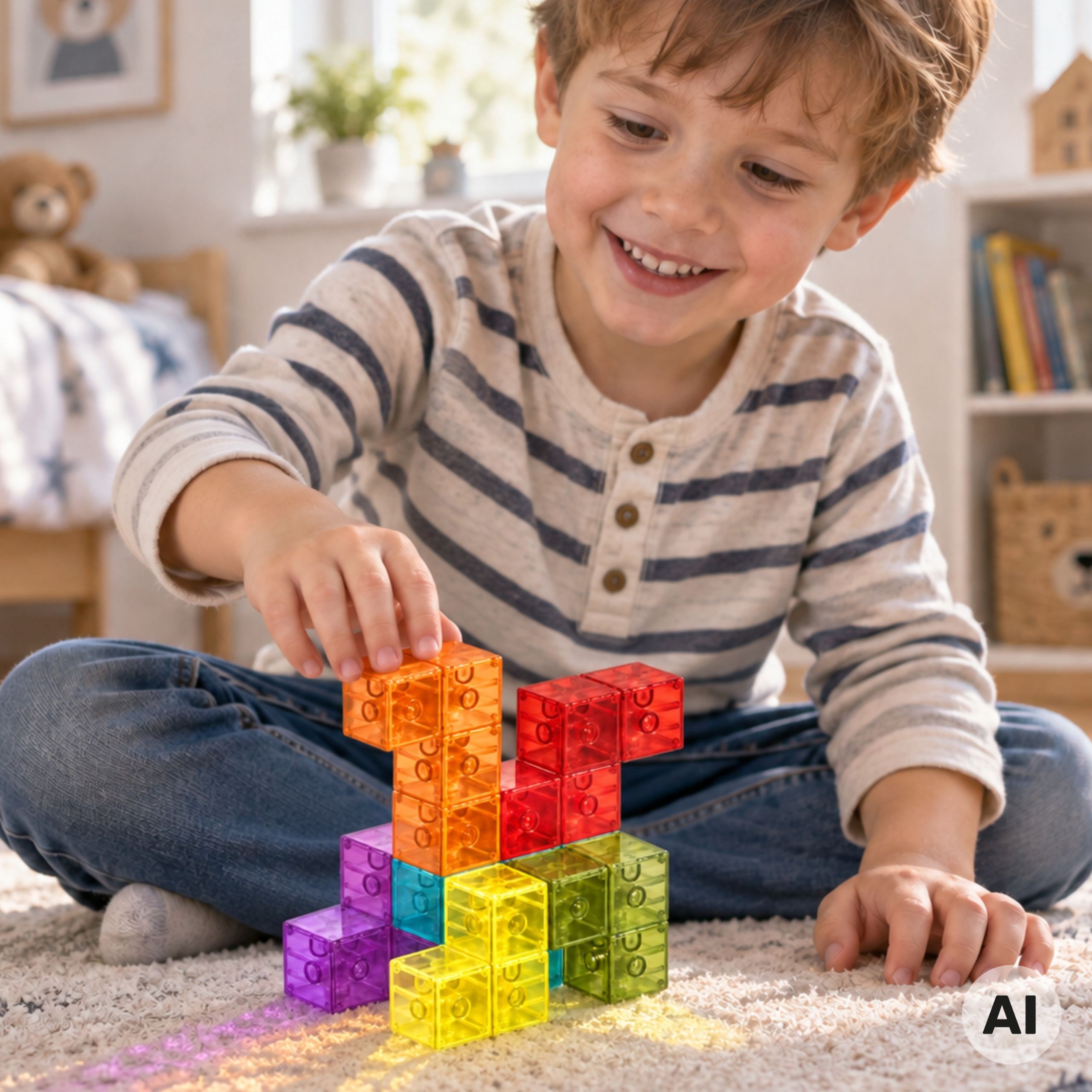 Zestaw klocków magnetycznych WOOPIE Tetris 3D - widok detalu elementów