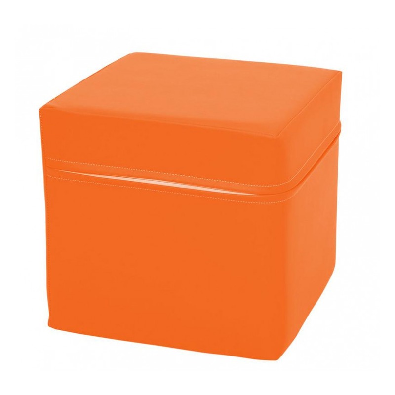 Pomarańczowa kostka piankowa o wymiarach 30 x 30 x 30 cm ustawiona na jasnym tle, pokazująca proporcje i powierzchnię