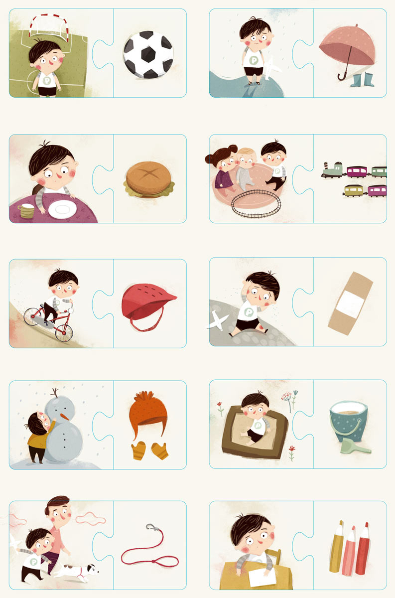 Puzzle Pucio – widok elementów i ilustracji wspierających naukę spostrzegawczości