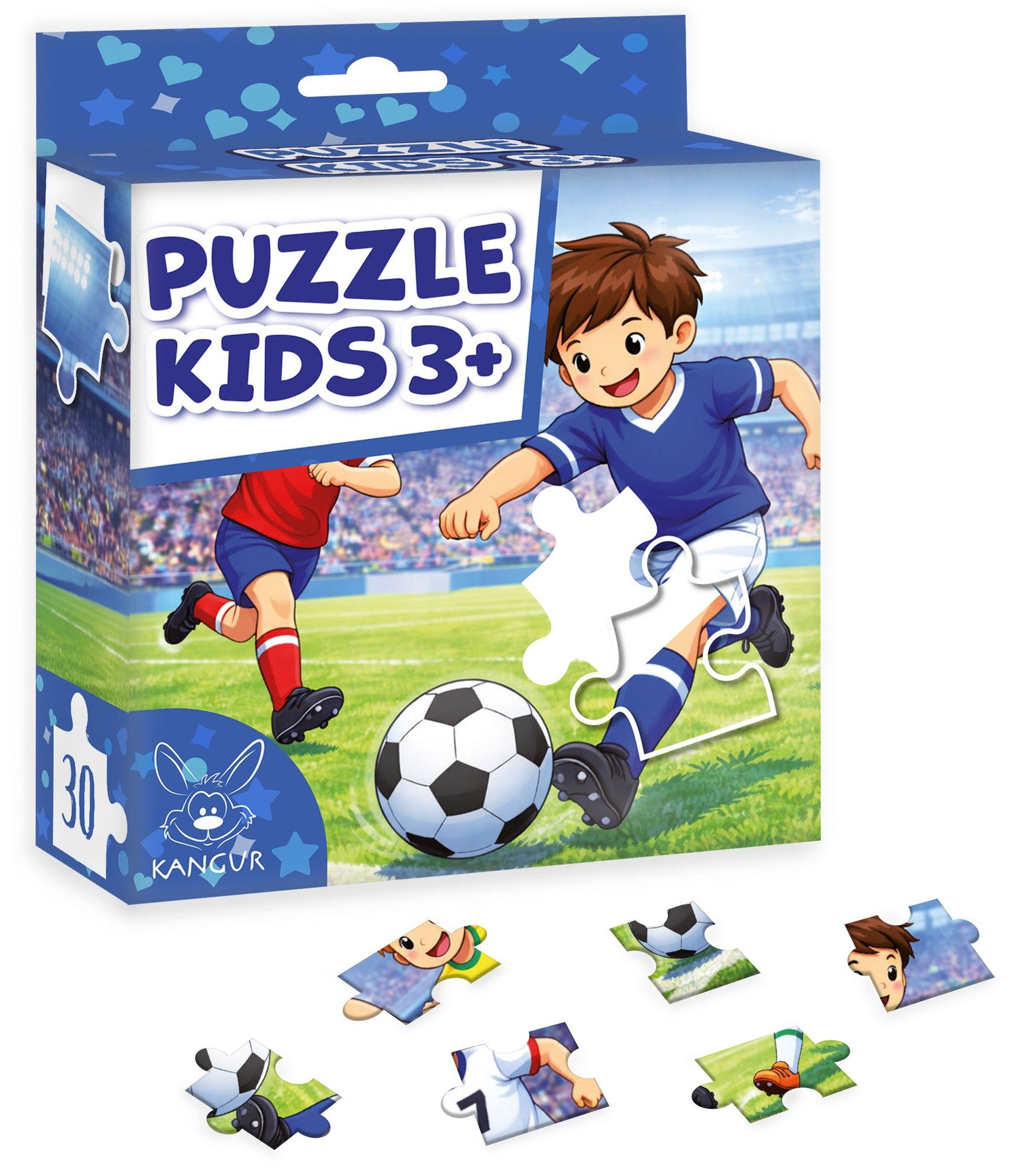 Puzzle Piłkarze 30 elementów KANGUR – widok opakowania