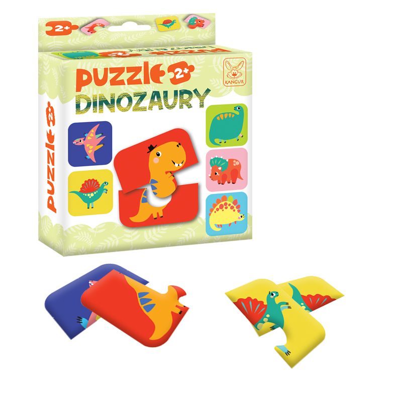 Puzzle Dinozaury 2+ KANGUR - zestaw 6 układanek dwuelementowych