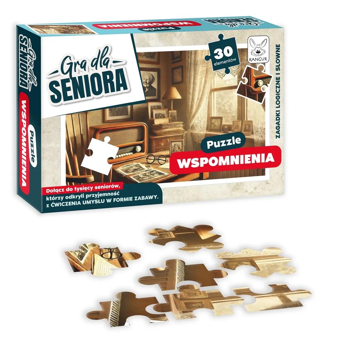 Puzzle Wspomnienia dla seniora 30 elementów KANGUR - opakowanie i wzór