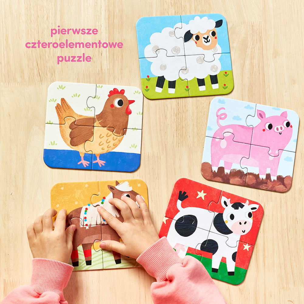Zestaw 5 układanek po 4 elementy Puzzle Układam Zwierzątka Bright Junior Media