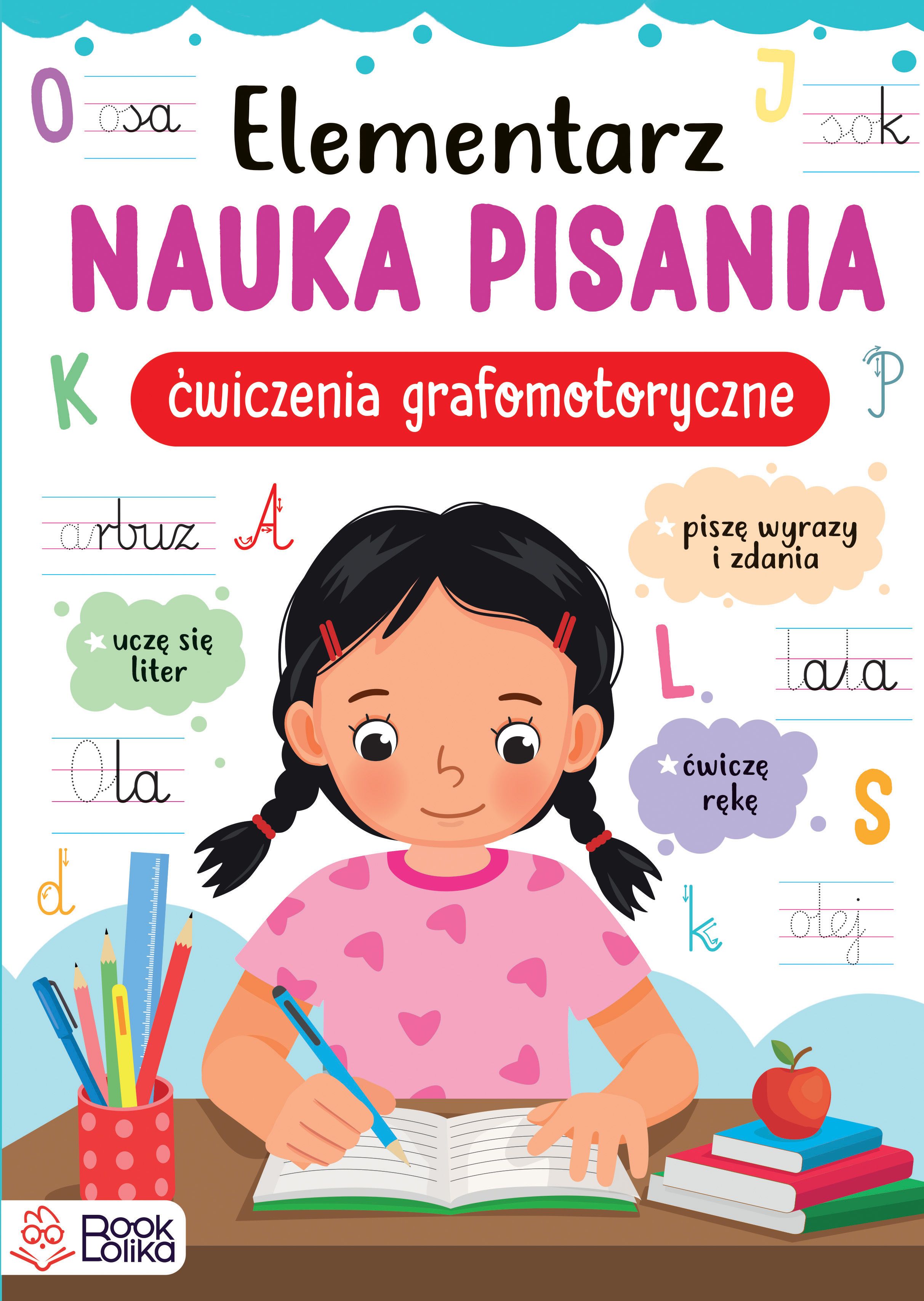 Elementarz nauki pisania dla dzieci Bookolika z ćwiczeniami grafomotorycznymi