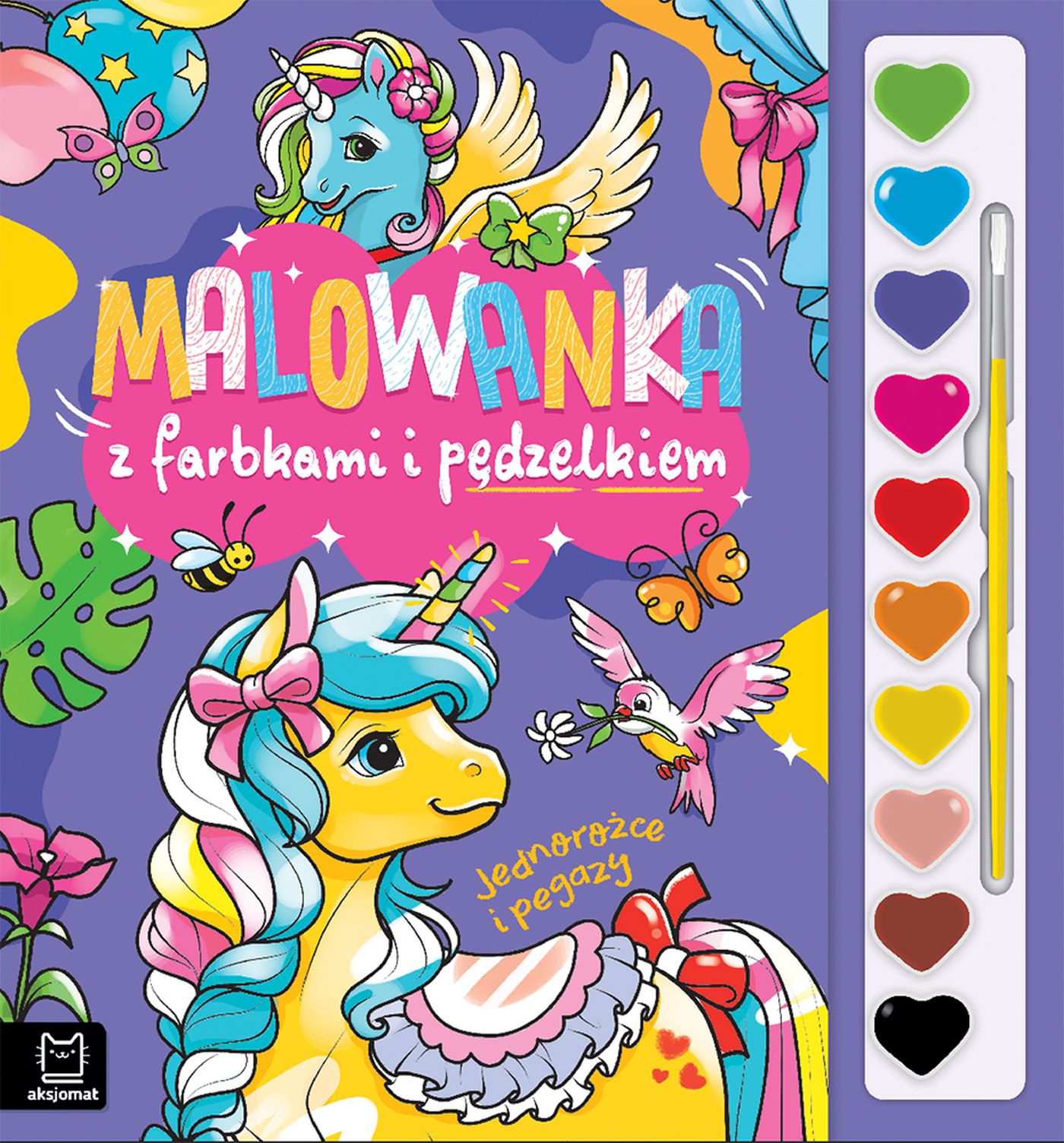 Malowanka z farbkami i pędzelkiem AKSJOMAT z motywem jednorożców