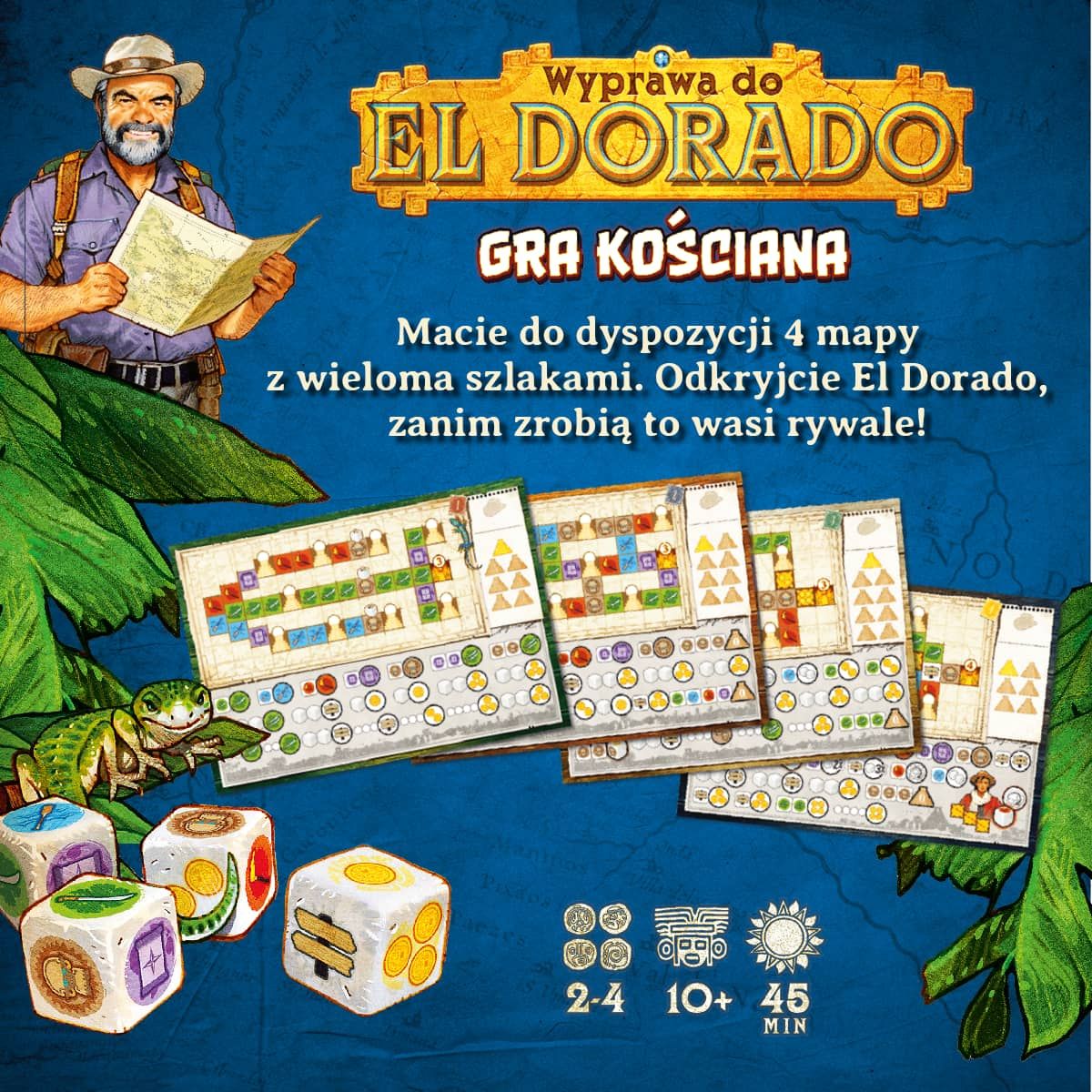 Strategiczna gra Wyprawa do El Dorado NASZA KSIĘGARNIA kostki i plansze z mapami