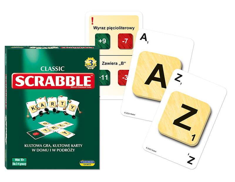 Scrabble Karty PIATNIK - gra karciana słowna 3 warianty rozgrywki