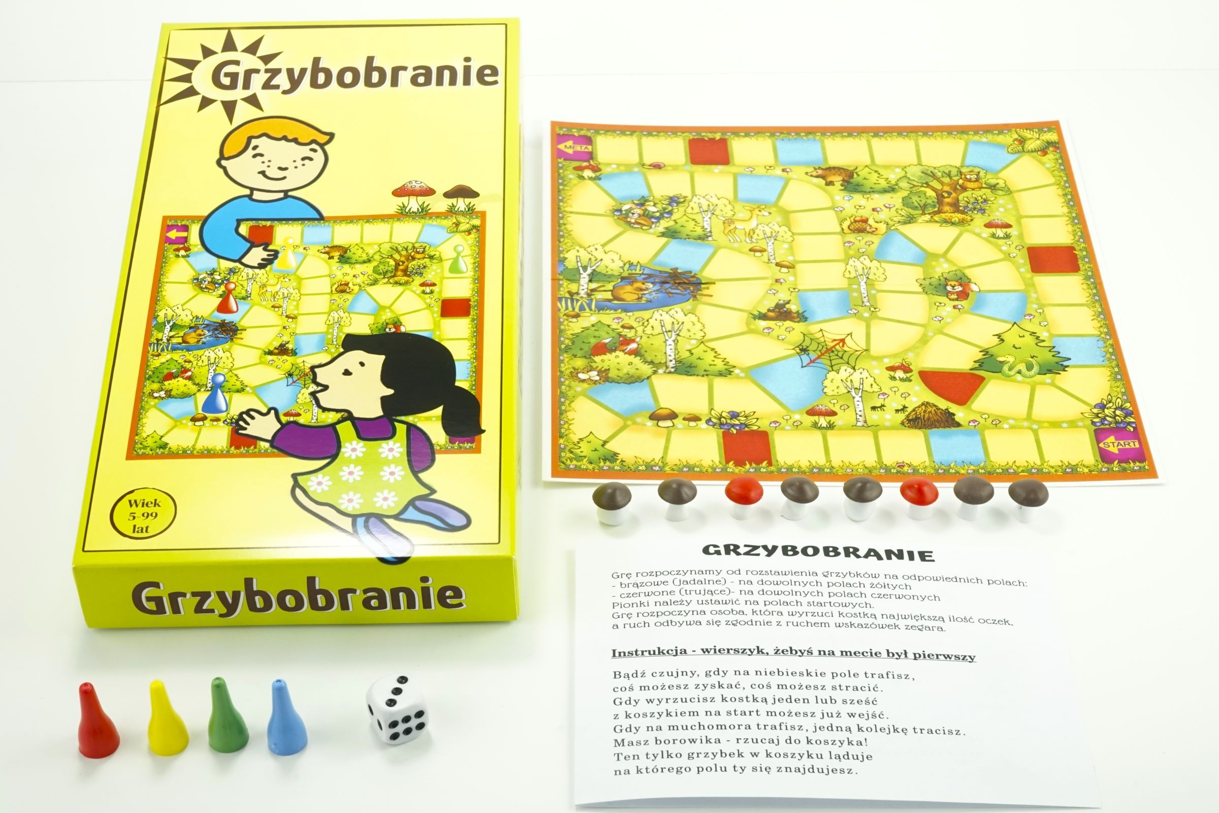 Plansza i elementy gry Małe Grzybobranie ABINO dla dzieci od 5 lat