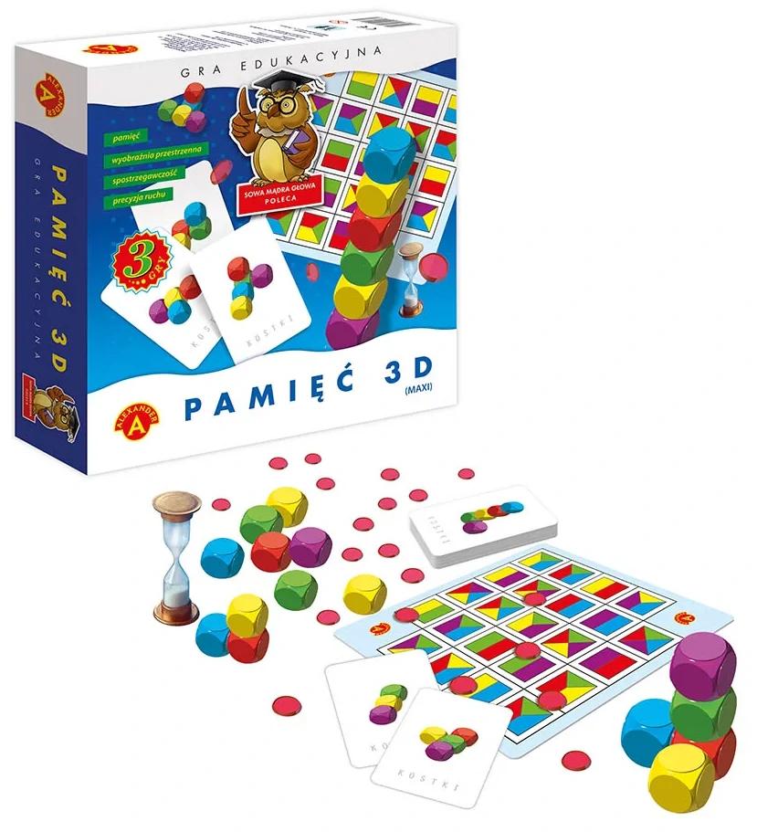 Pamięć 3D Maxi ALEXANDER GRY – gra edukacyjna z kolorowymi kostkami i kartami wzorów