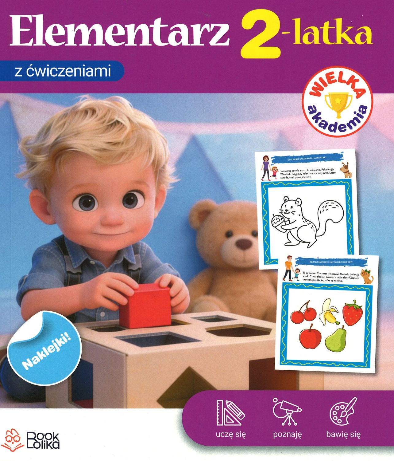 Elementarz 2-latka Bookolika z kolorowymi ilustracjami i zadaniami do wspólnej nauki