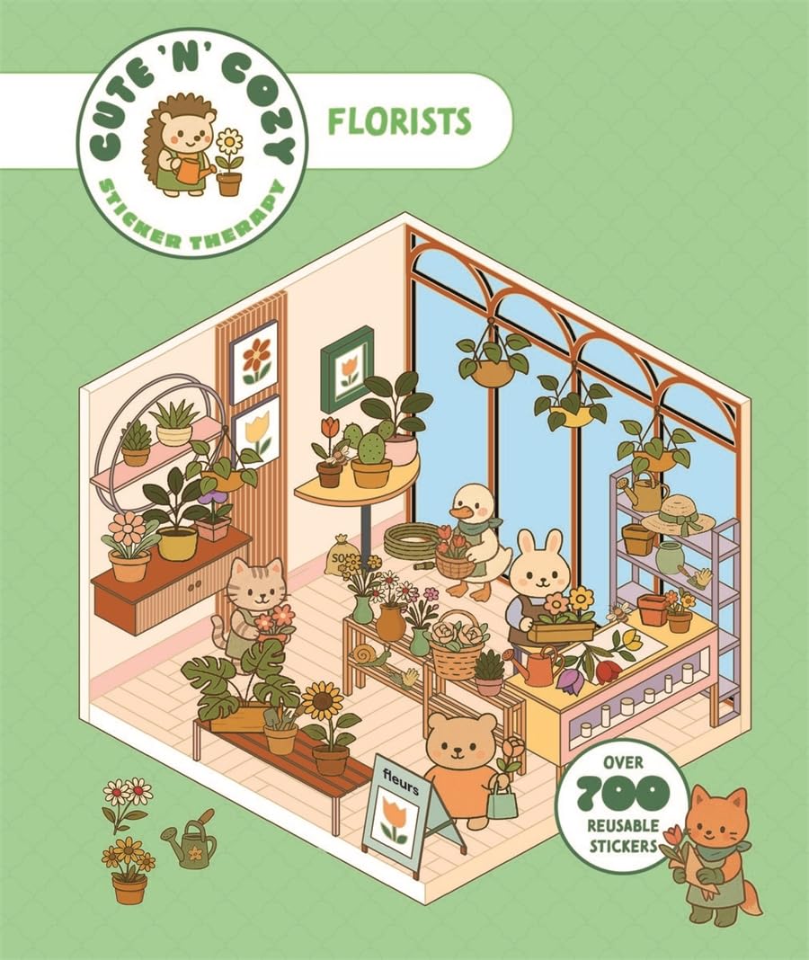 Cute ’n’ Cozy Flower Shops Thames & Hudson – okładka książki z naklejkami