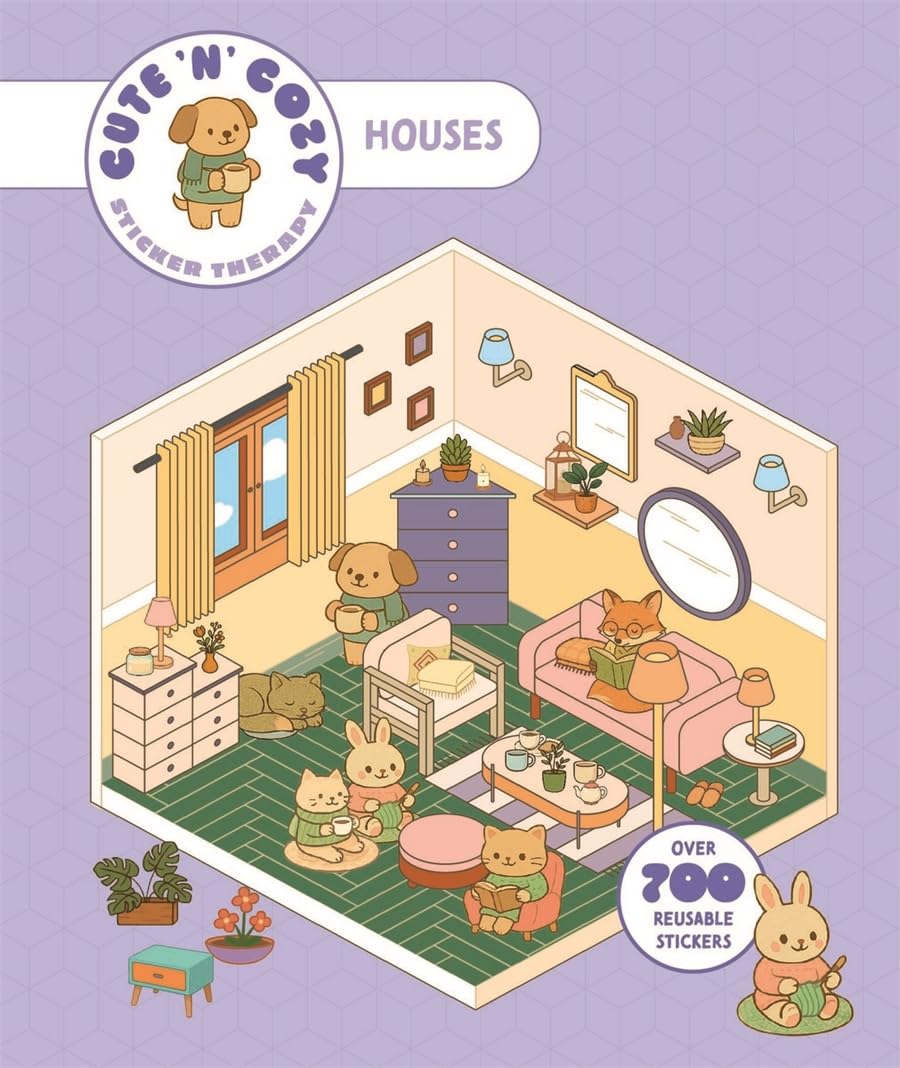 Cute ’n’ Cozy Homes Thames & Hudson – okładka książki z naklejkami do dekorowania wnętrz