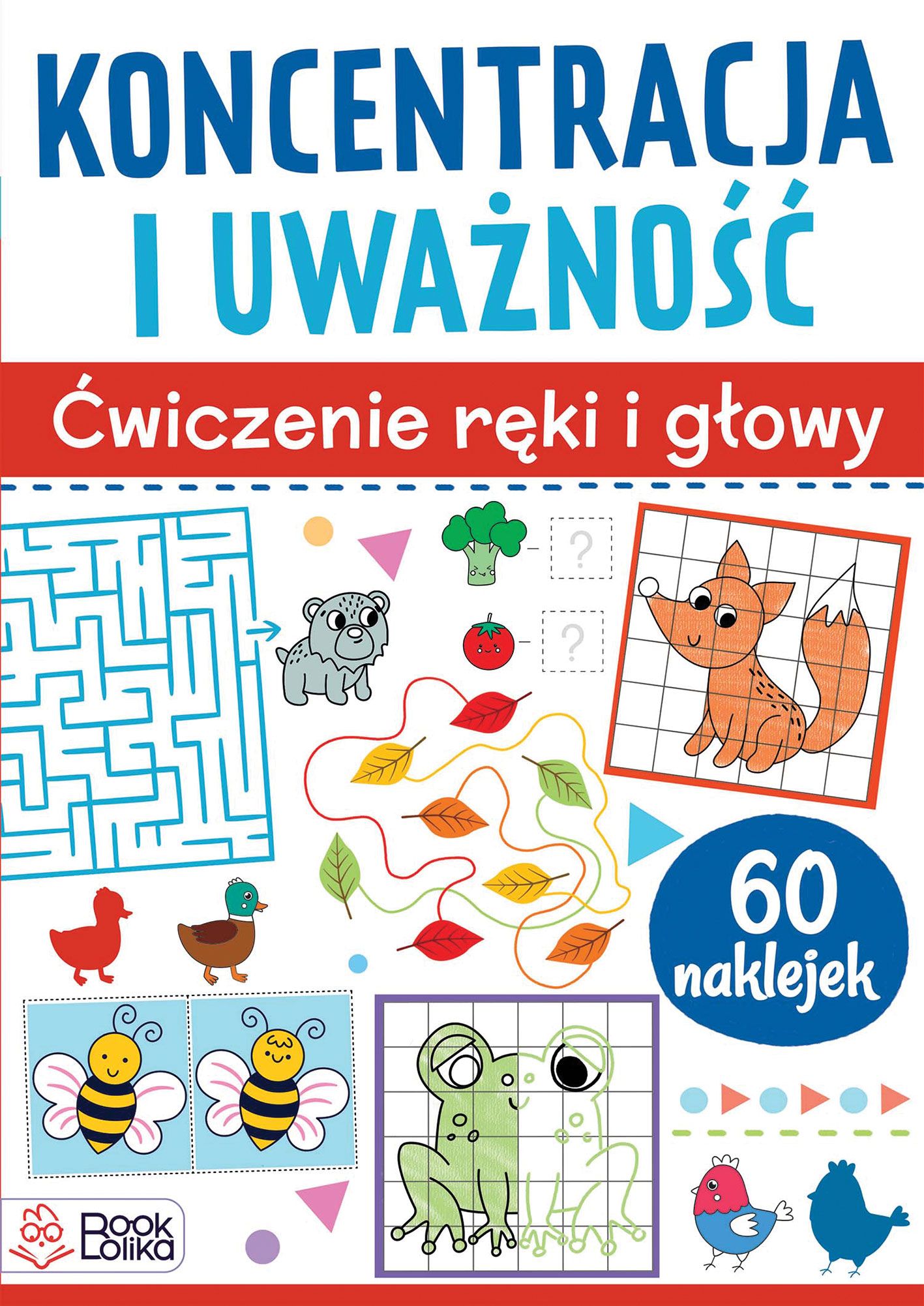 Okładka książki Koncentracja i uważność Bookolika z ćwiczeniami dla dzieci w wieku 5–7 lat