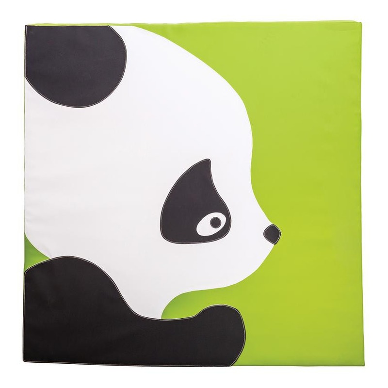 Kwadratowy materac Tatami Panda 140 x 140 x 5 cm z ekoskórą i naszywanym motywem egzotycznym