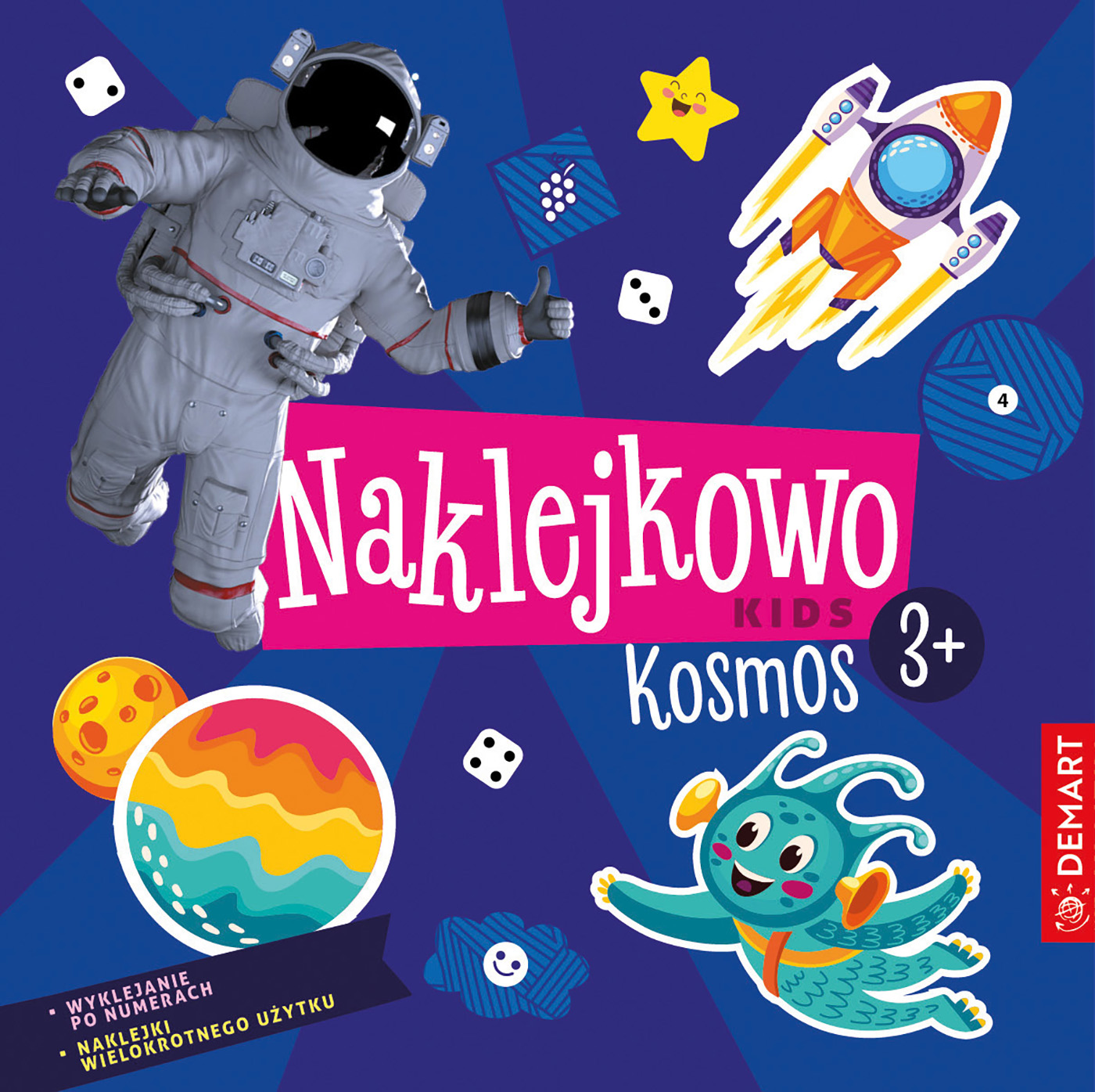 Książeczka z naklejkami o kosmosie DEMART dla dzieci od 3 lat