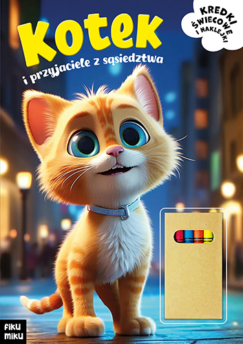 Kolorowanka Kotek i przyjaciele z sąsiedztwa F&E FIKU MIKU z kredkami i naklejkami