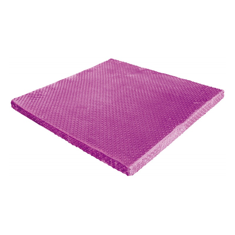 Piankowy materac 100 x 100 cm, grubość 5 cm — zdjęcie przedstawia kolor fioletowy i kształt materaca na podłodze