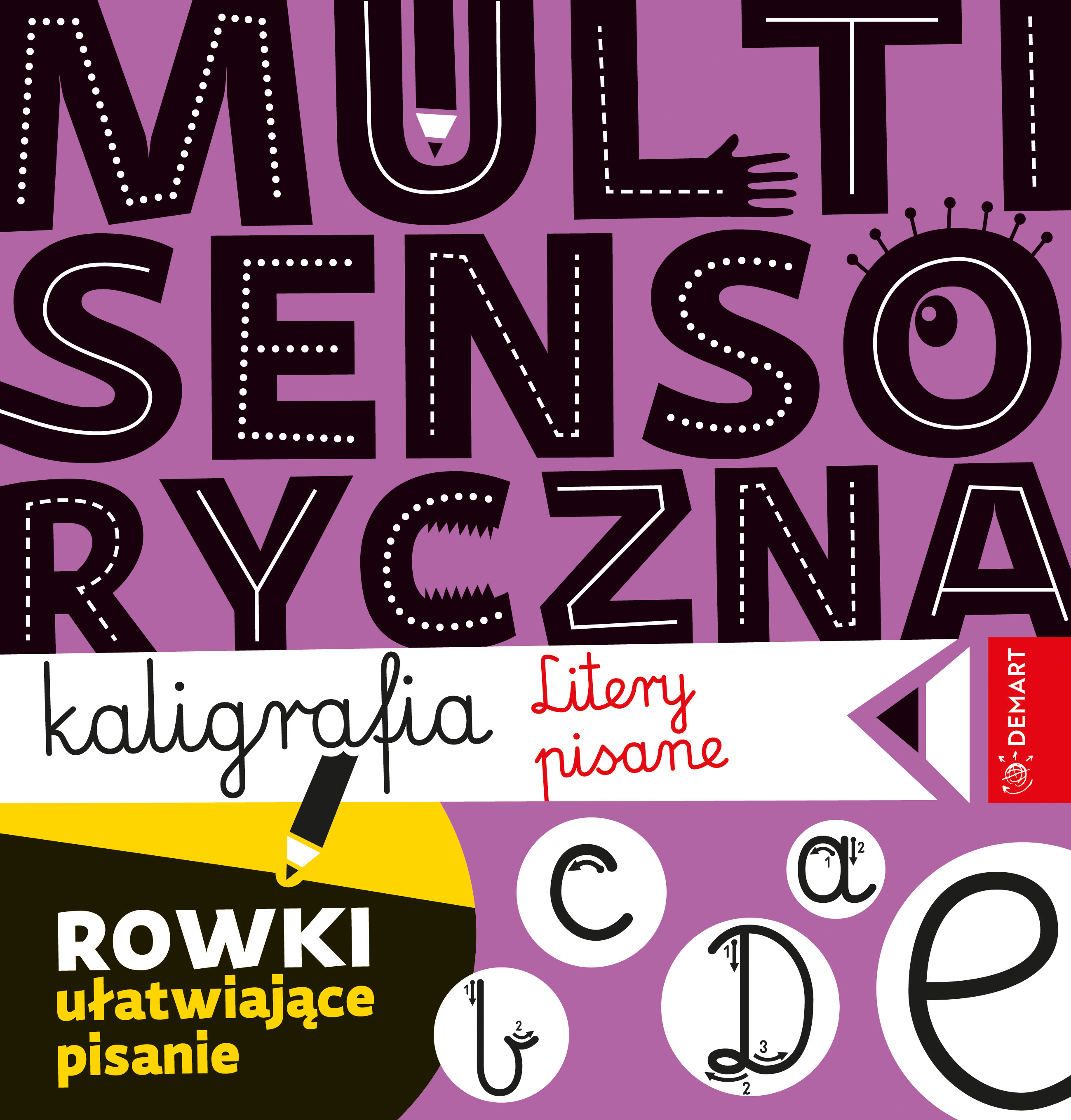 Multisensoryczna kaligrafia DEMART – książka z wytłoczonymi literami pisanymi i sylabami