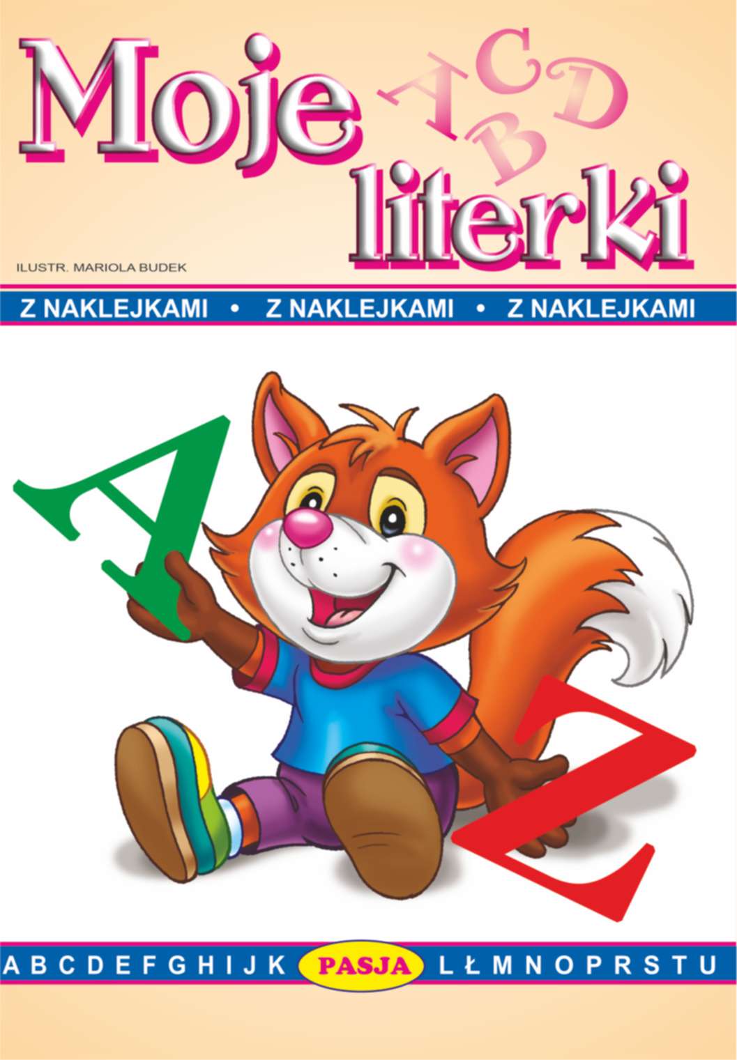 Moje literki, kolorowanka edukacyjna Pasja z naklejkami do nauki alfabetu dla dzieci