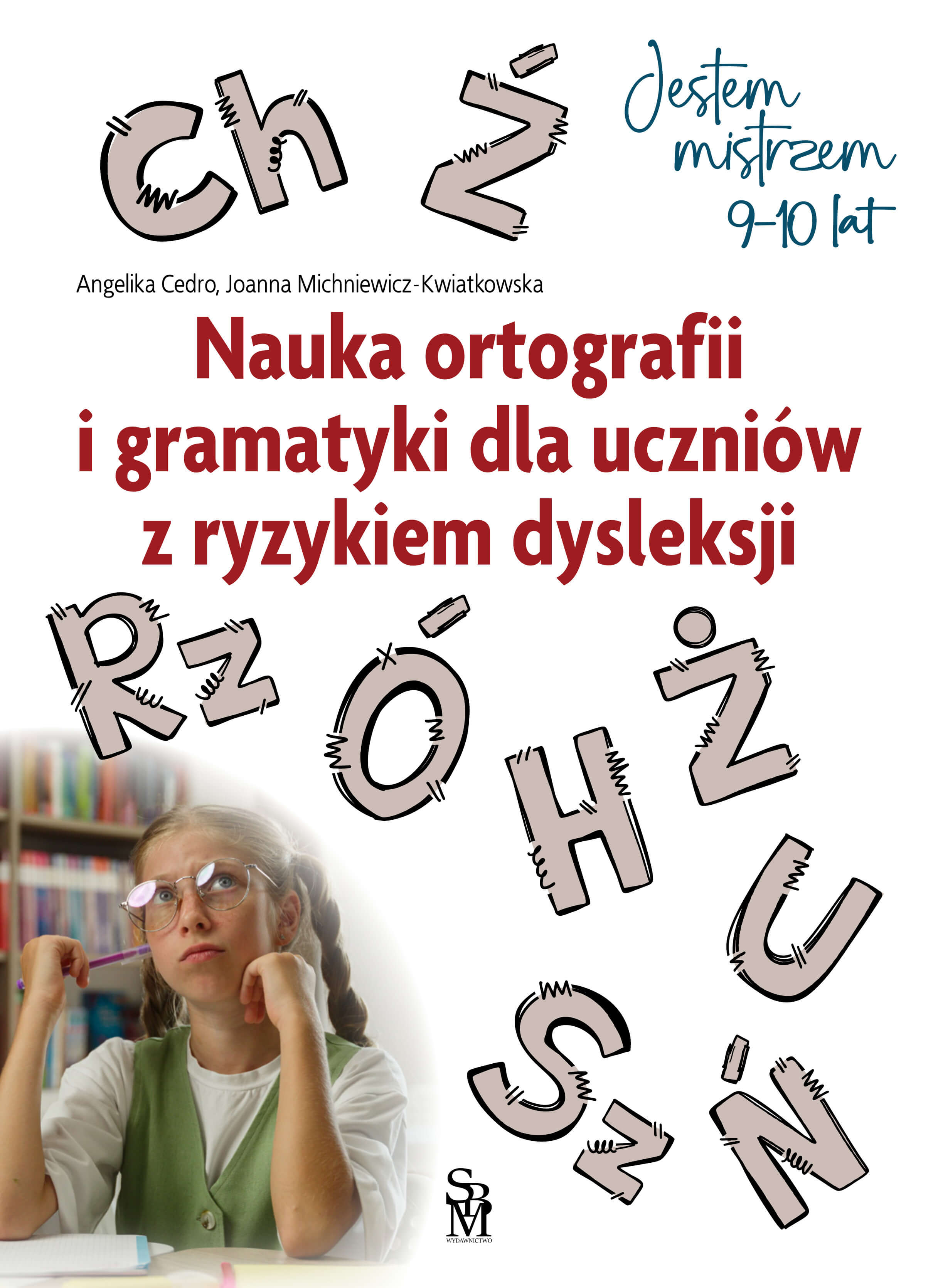 Nauka ortografii i gramatyki SBM — okładka książki z ćwiczeniami dla uczniów w wieku 9–10 lat