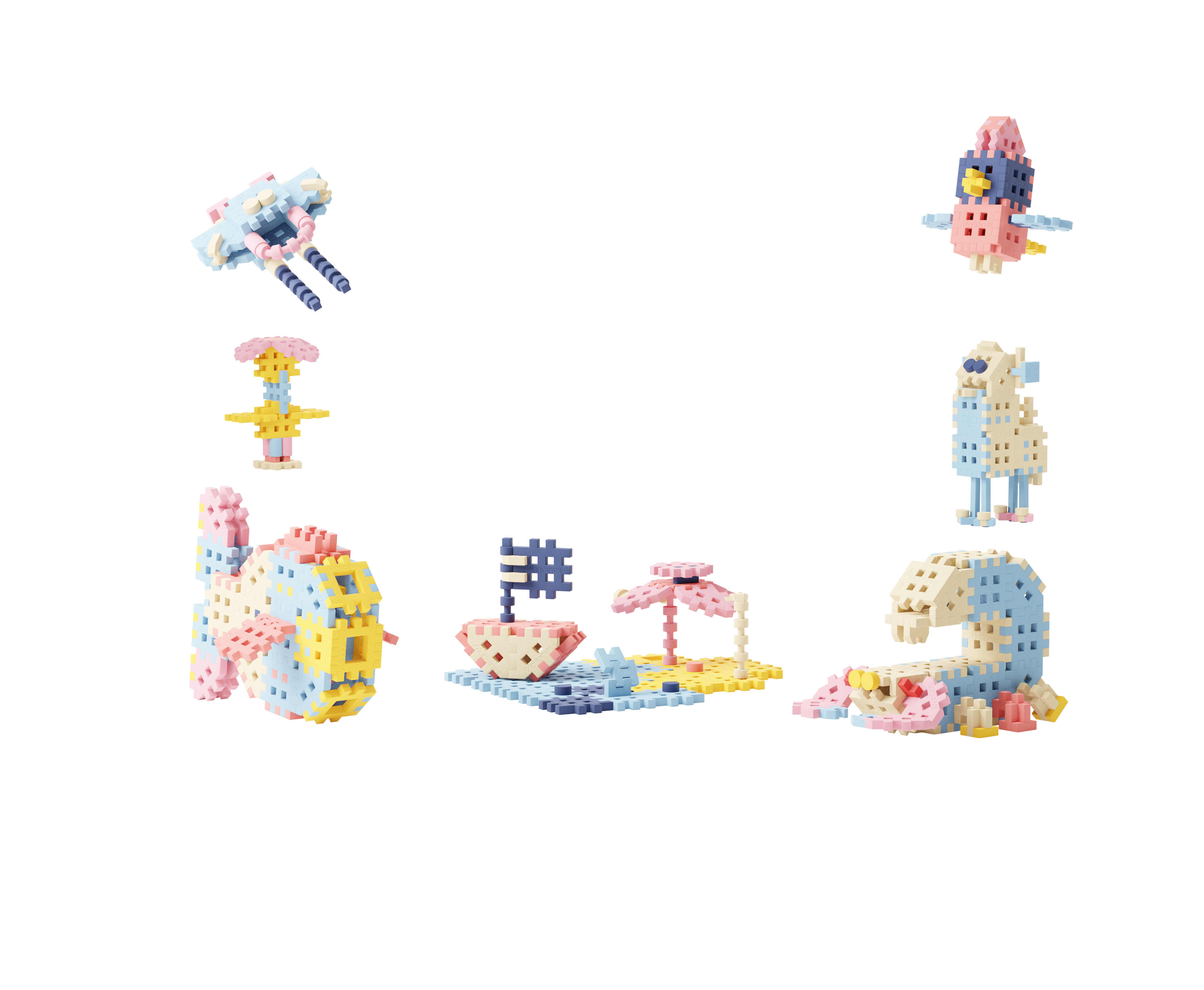 Kolorowe klocki Mini Waffle Marioinex do tworzenia konstrukcji 2D i 3D
