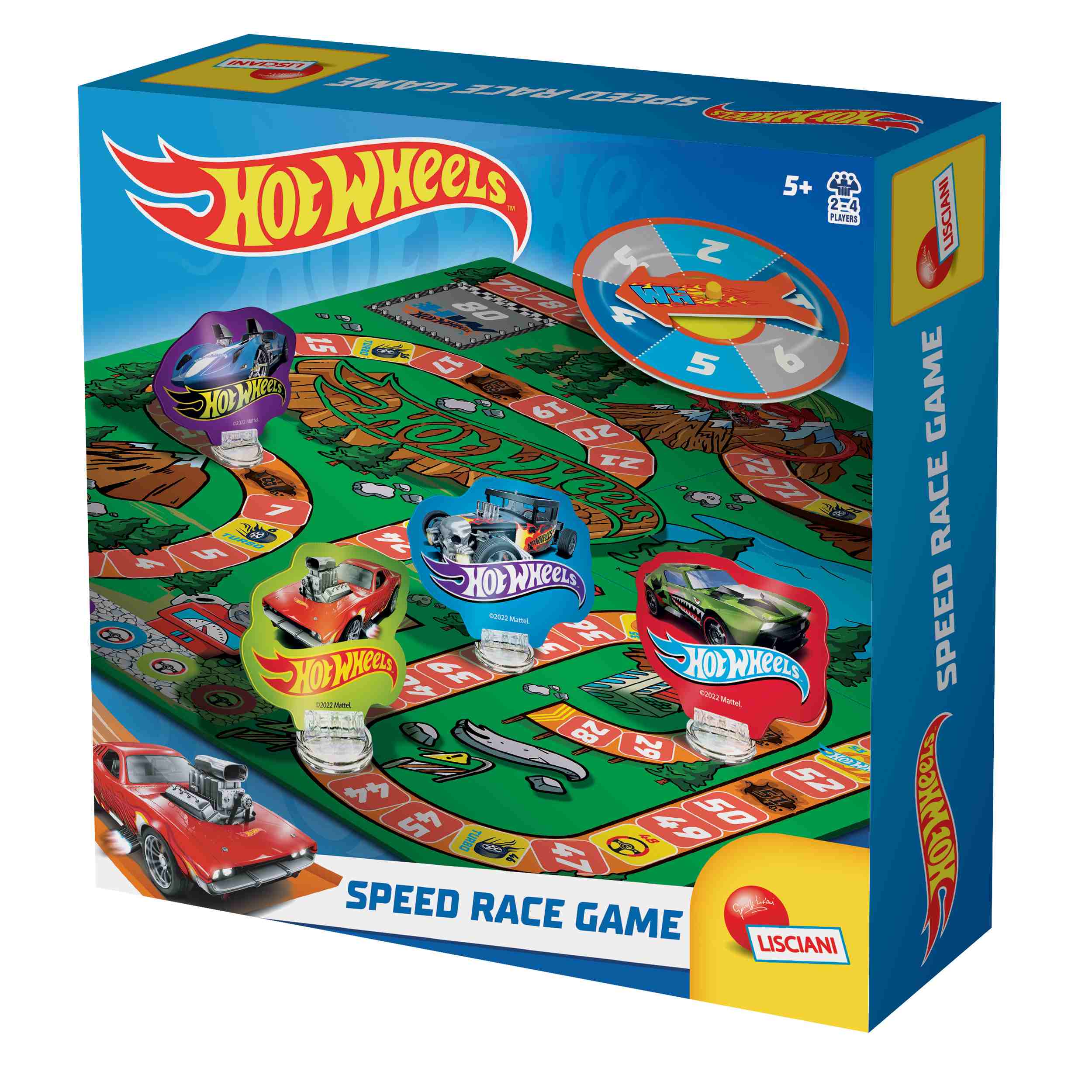 Hot Wheels Speed Race Lisciani, rodzinna gra planszowa z motywem tradycyjnej gry w gęś.