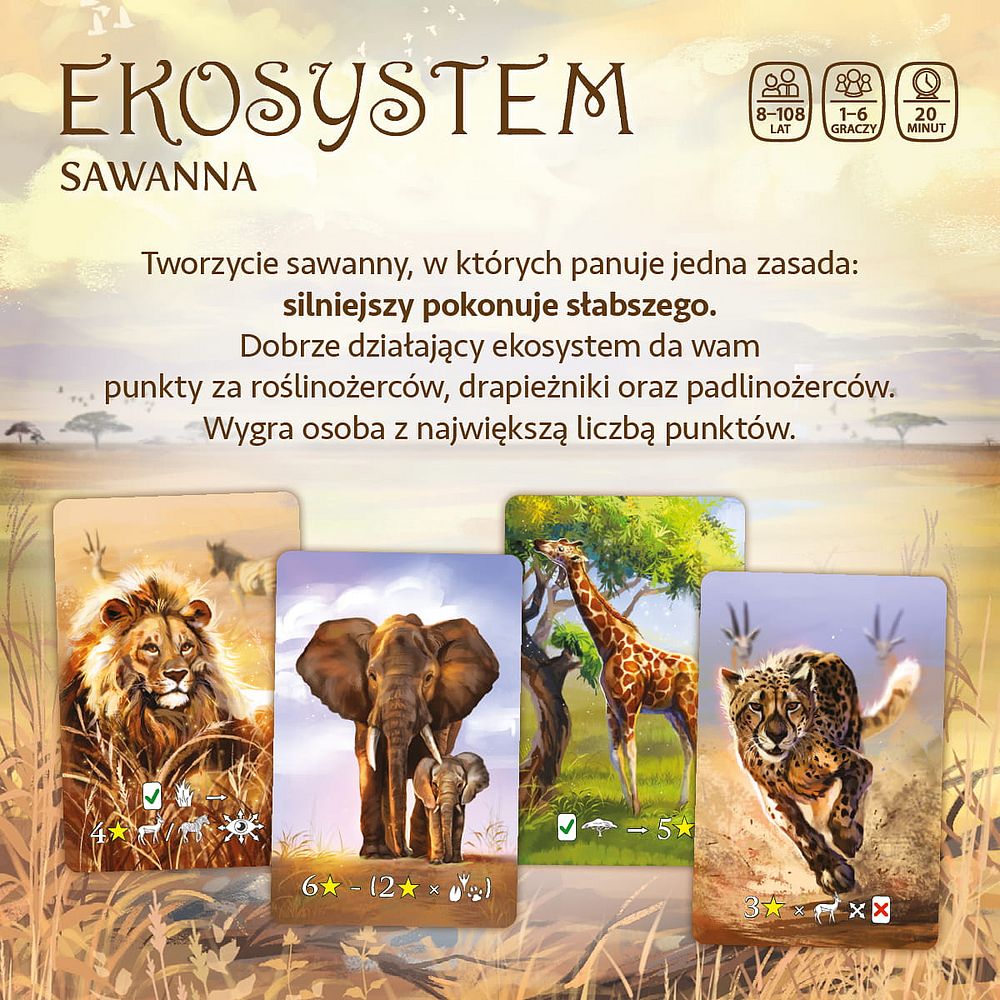 Gra karciana Ekosystem 3: Sawanna wydawnictwa NASZA KSIĘGARNIA