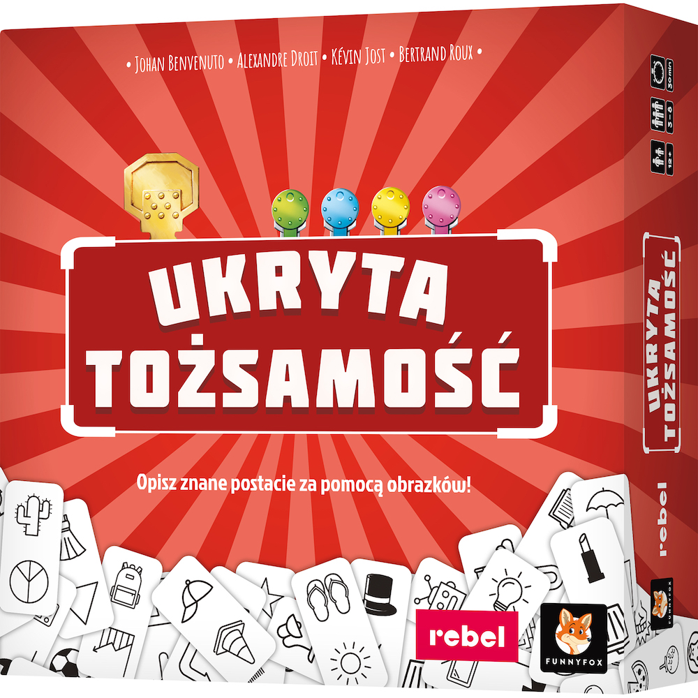 Ukryta Tożsamość REBEL, gra planszowa z piktogramami dla 3–8 graczy