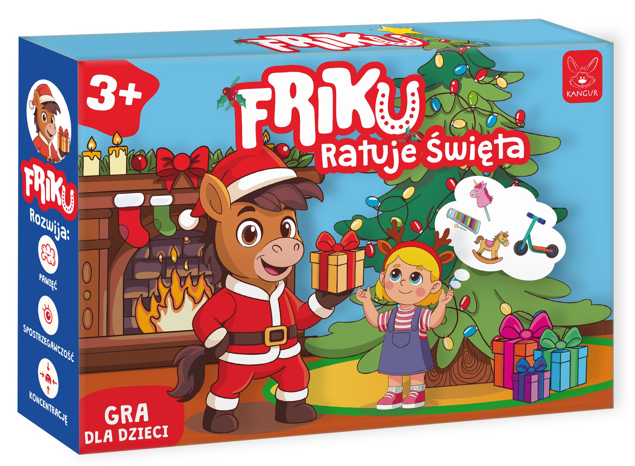 Świąteczna gra KANGUR z wyszukiwaniem prezentów i zabawą obrazkami