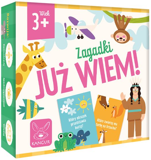 Karty gry Już Wiem 3+ Zagadki KANGUR z zestawem 72 zagadek obrazkowych