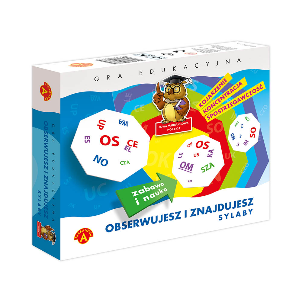 Karty gry Sylaby ALEXANDER GRY do wyszukiwania i odczytywania wspólnej pary sylab